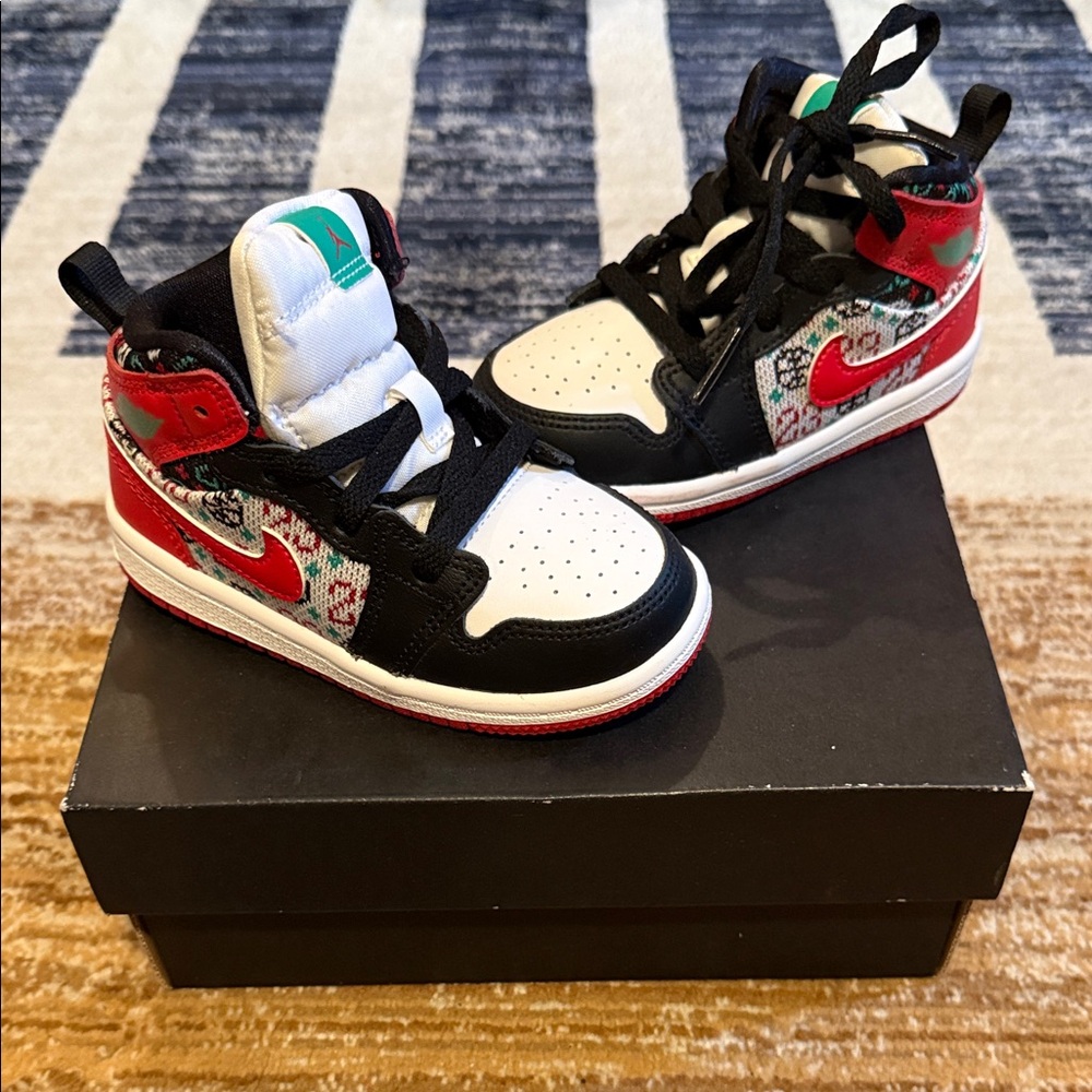 Jordan Kids Sneakers - Black, White, Red, and Green
